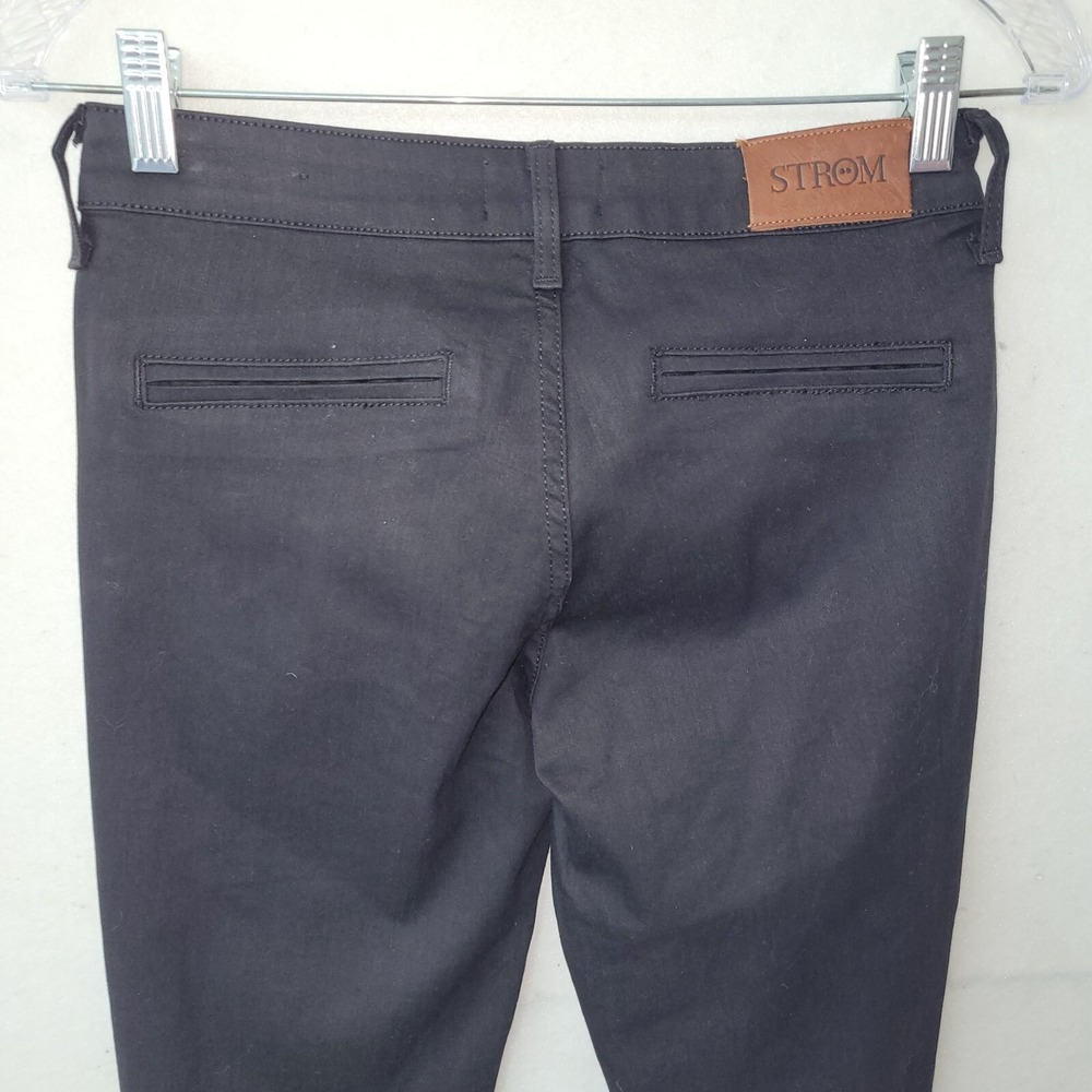 Strom Tio Black Skinny Jeans Womens Size 26 Made in USA Extra Long‎ Cuff Detail - Picture 4 of 13